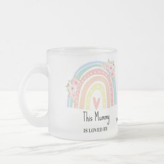 Personalized Mum's Rainbow & Floral Name Mug フロストグラスマグカップ (左)