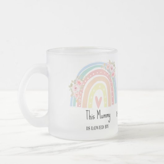 Personalized Mum's Rainbow & Floral Name Mug フロストグラスマグカップ (左)