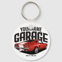 Personalized Muscle Car 1967 Red Fastback Garage 