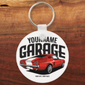 Personalized Muscle Car 1967 Red Fastback Garage キーホルダー (正面)