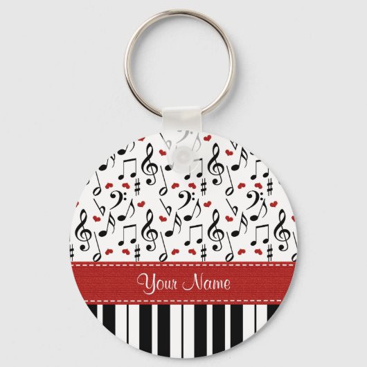 Personalized Music Note Piano Keychain キーホルダー (正面)