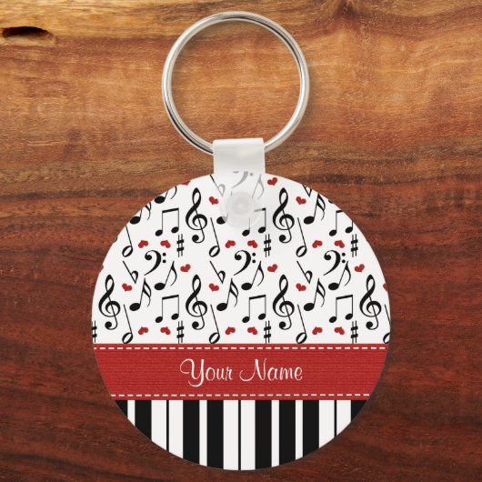 Personalized Music Note Piano Keychain キーホルダー (正面)