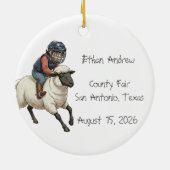 Personalized Mutton Bustin Boy  セラミックオーナメント (裏面)