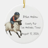 Personalized Mutton Bustin Boy  セラミックオーナメント (正面)
