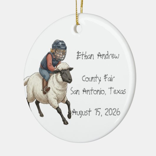 Personalized Mutton Bustin Boy  セラミックオーナメント (左)
