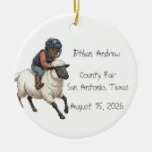 Personalized Mutton Bustin Rodeo Boy  セラミックオーナメント (正面)