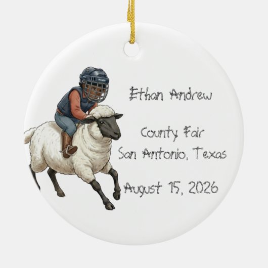 Personalized Mutton Bustin Rodeo Boy  セラミックオーナメント (裏面)