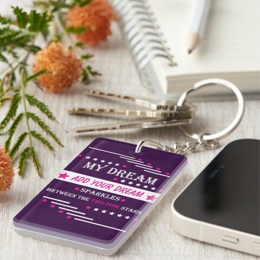 Personalized My Dream Between the Two Pink Stars キーホルダー (正面右)