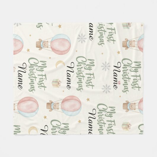 Personalized My First Christmas Name Keepsake  フリースブランケット (正面(横))