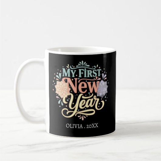 Personalized My First New Year Mug – Custom Name コーヒーマグカップ (左)