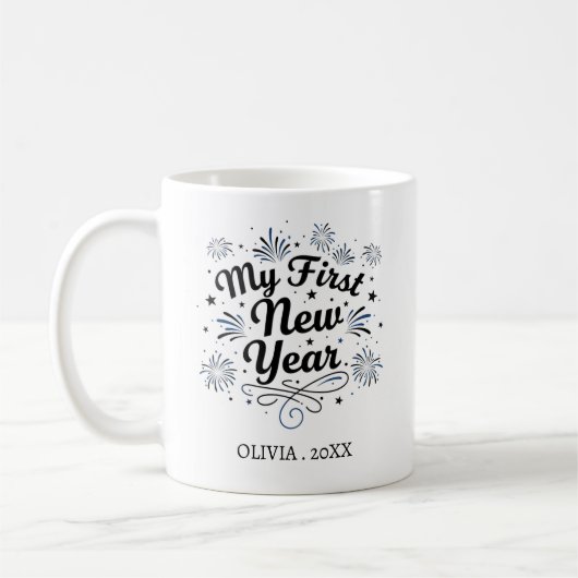 Personalized My First New Year Mug – Custom Name コーヒーマグカップ (左)