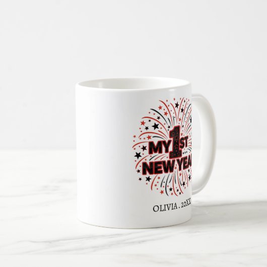 Personalized My First New Year Mug – Custom Name コーヒーマグカップ (正面右)