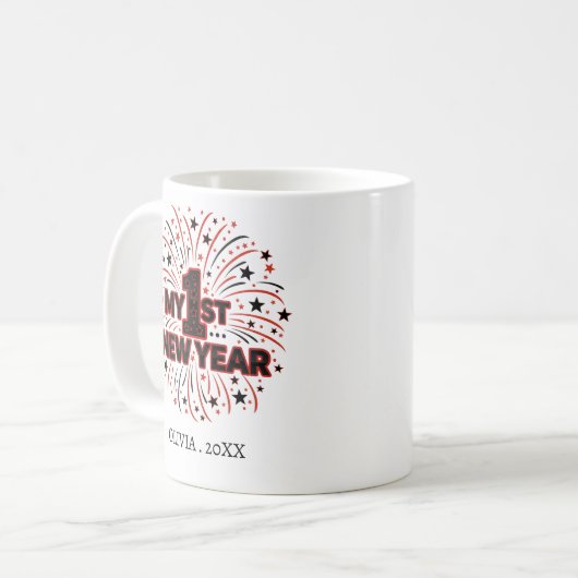 Personalized My First New Year Mug – Custom Name コーヒーマグカップ (正面左)