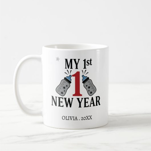 Personalized My First New Year Mug – Custom Name コーヒーマグカップ (左)