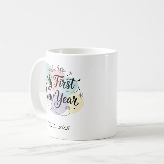 Personalized My First New Year Mug – Custom Name コーヒーマグカップ (正面左)