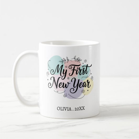 Personalized My First New Year Mug – Custom Name コーヒーマグカップ (左)
