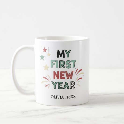 Personalized My First New Year Mug – Custom Name コーヒーマグカップ (左)