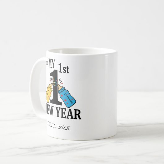 Personalized My First New Year Mug – Custom Name コーヒーマグカップ (正面左)