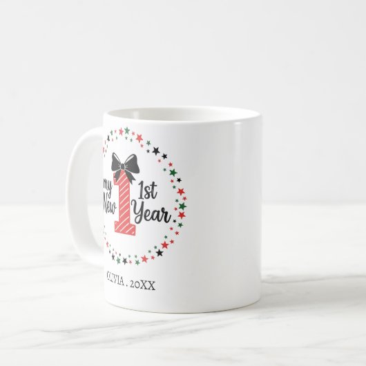 Personalized My First New Year Mug – Custom Name コーヒーマグカップ (正面左)