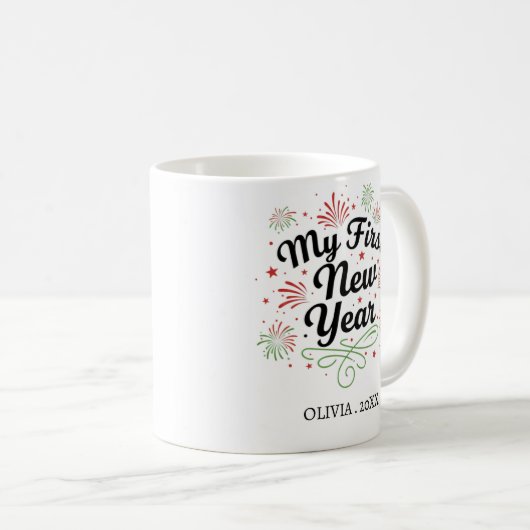 Personalized My First New Year Mug – Custom Name コーヒーマグカップ (正面右)