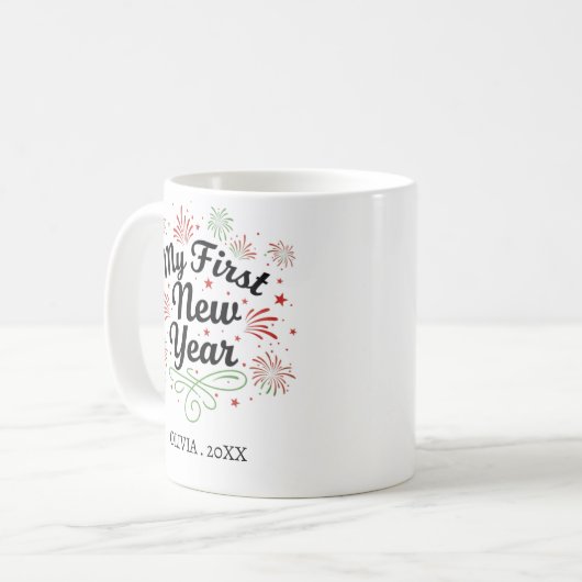 Personalized My First New Year Mug – Custom Name コーヒーマグカップ (正面左)