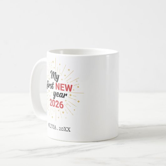 Personalized My First New Year Mug – Custom Name コーヒーマグカップ (正面左)