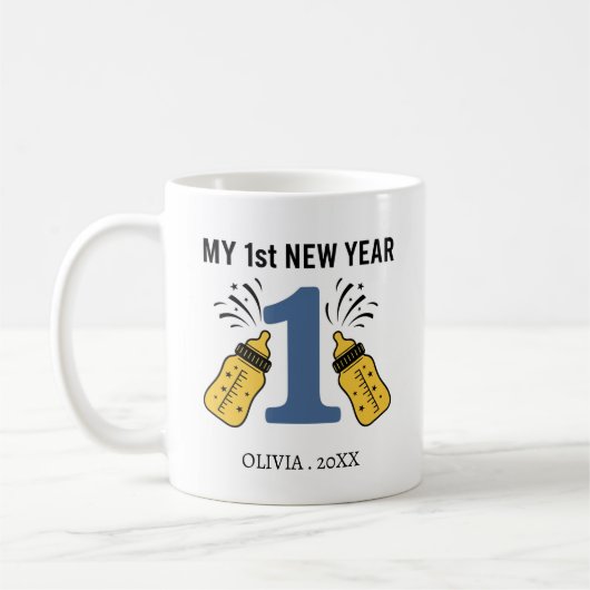 Personalized My First New Year Mug – Custom Name コーヒーマグカップ (左)