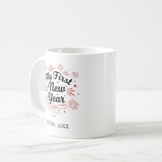 Personalized My First New Year Mug – Custom Name コーヒーマグカップ (正面左)