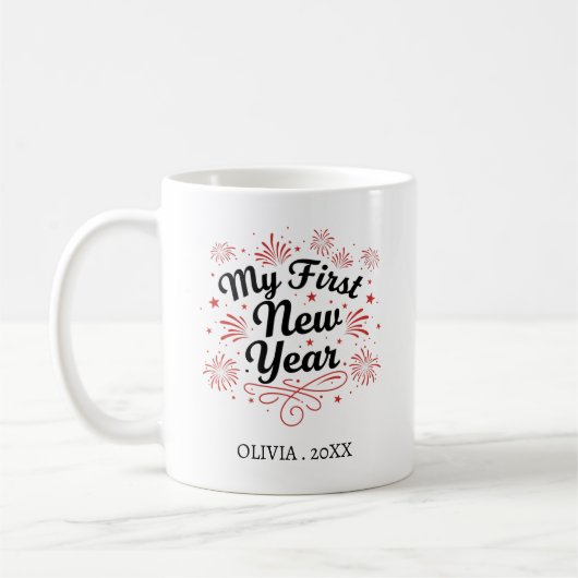 Personalized My First New Year Mug – Custom Name コーヒーマグカップ (左)