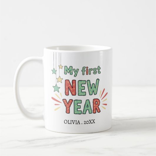 Personalized My First New Year Mug – Custom Name コーヒーマグカップ (左)