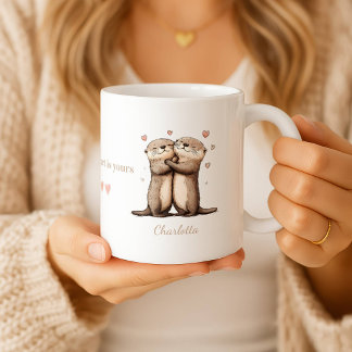 Personalized My Heart Is Yours Otter Mug コーヒーマグカップ