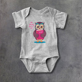 Personalized My Mommy Reads To Me Book Owl ベビーボディスーツ