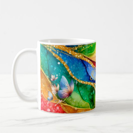 Personalized Mystic Butterfly Mug コーヒーマグカップ (左)