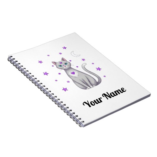 Personalized Mystic Gray Cat Notebook ノートブック (右側)