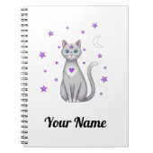 Personalized Mystic Gray Cat Notebook ノートブック (正面)