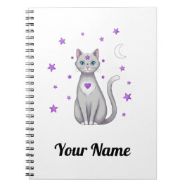 Personalized Mystic Gray Cat Notebook ノートブック