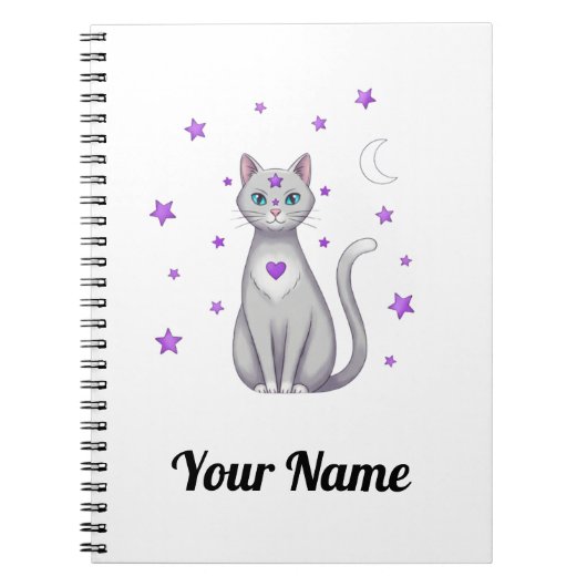 Personalized Mystic Gray Cat Notebook ノートブック (正面)