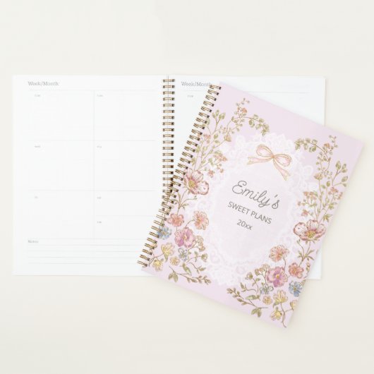 Personalized Name 2026 Weekly Monthly Floral  プランナー手帳 (ディスプレー)