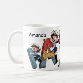 Personalized  Name & A Sailor Cartoon Character  コーヒーマグカップ
