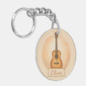 Personalized Name Acoustic Guitar For Music Lovers キーホルダー (正面左)