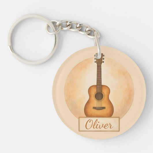 Personalized Name Acoustic Guitar For Music Lovers キーホルダー (正面)