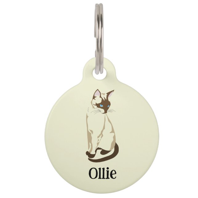 Personalized Name and No. Phone - Siamese Cat ペット　ネームタグ (正面)