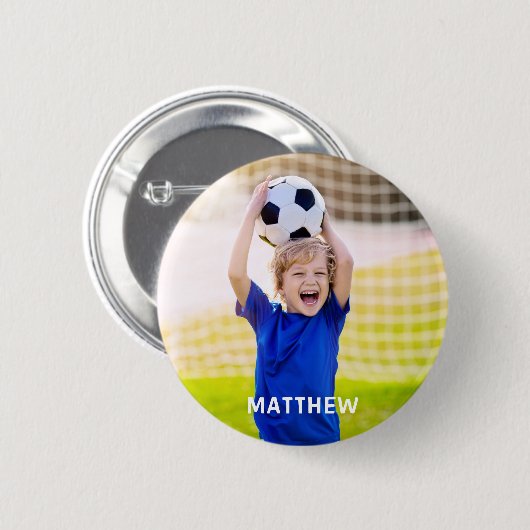 Personalized Name and Photo Football Sport  缶バッジ (正面&裏面)