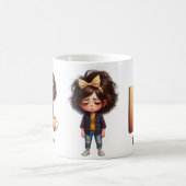 Personalized Name & B Sleepy Morning Plaid Charact コーヒーマグカップ (中央)