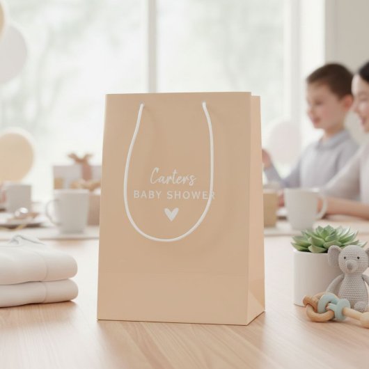 Personalized, NAME Baby Shower ミディアムペーパーバッグ