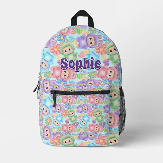 Personalized Name Backpack – Cute Kids School Bag プリントバックパック (正面)