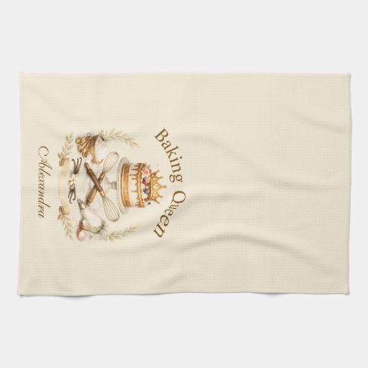Personalized Name Baking Queen キッチンタオル (横)