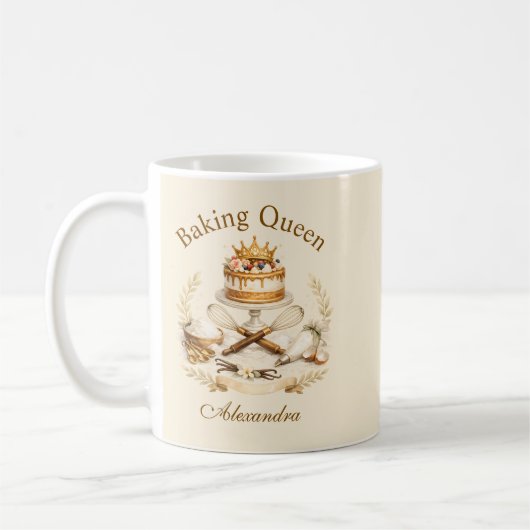 Personalized Name Baking Queen コーヒーマグカップ (左)