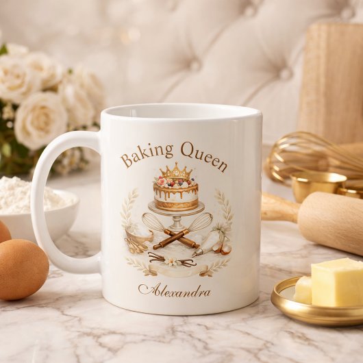 Personalized Name Baking Queen コーヒーマグカップ