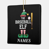 Personalized Name Baseball Elf Family Matching  セラミックオーナメント (左)